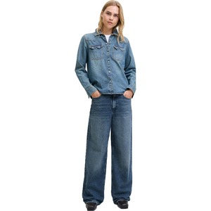 Vaqueros de mezclilla de mujer estilo streetwear, holgados, de tiro medio, rasgados, de pierna ancha, con lavado efecto nieve, de color liso, para invierno, informales, de corte oversize, estilo hip hop - Product Image 2