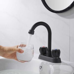 Rubinetto per lavabo da bagno in acciaio inossidabile a 2 maniglie con scarico a scomparsa e tubo flessibile, per un stile di lusso - Product Image 5