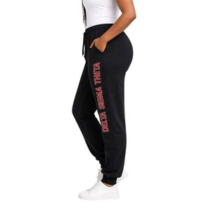 Delta Sigma Theta Black Sequins Patch Sweatpants for Women Comfortable Fit Premium Fabric Greek Sorority Apparel Casual Wear - Product Image 3