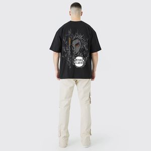 Hip Hop Fashion <b>Tshirts</b> Loose Drop Shoulder Casual Fully Custom Logo Printing Men Screen T Shirt Short Sleeves Men Oversized - Product Image 4