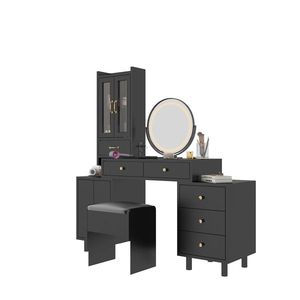 Luxury Modern European <b>Dressing</b> Table Set with LED Lighted Mirror Glass Makeup Table for Bedroom Use - Product Image 3