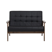 Canapé sectionnel contemporain NUHOOM deux places, revêtement en cuir PU, dossier capitonné, structure en bois massif, design compact, confortable et durable