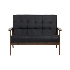 Canapé deux places moderne contemporain en PU, finition noyer, structure en bois massif, canapé compact de style mid-century pour appartement - Product Image 2