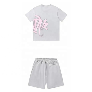 Ensemble de t-shirts décontractés d'été pour hommes, col rond, manches courtes, en coton tissé respirant, avec imprimé lettre au dos et sérigraphie de haute qualité - Product Image 2