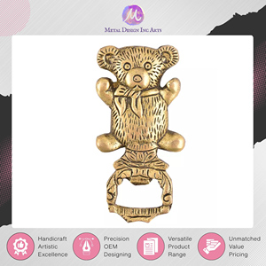 Professional Dealer Selling India-Origin Customizable <b>Teddy</b> <b>Bear</b> Shape Antique Gold Handcrafted Brass Metal <b>Bottle</b> Opener - Product Image 2