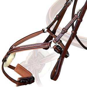 Kualitas tinggi Indian kulit sapi anatomik kuda ketat bergaya desain mewah Gambar 8 Noseband persegi mengangkat mahkota bernapas untuk - Product Image 5