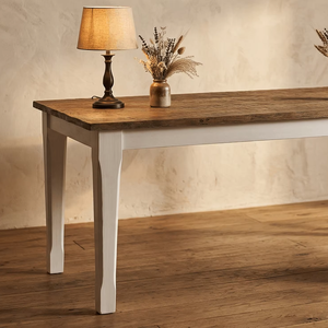 Mesa de Comedor Convertible de Madera de Teca Sólida, Ecológica y Duradera, Acabado Natural, Diseño Moderno de Mediados de Siglo, para Cafeterías y Tiendas - Product Image 2