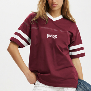 T-shirt personnalisé à col rond pour femme, coupe lourde, épaules tombantes, 220g, respirant, avec logos brodés et appliqués, style streetwear - Product Image 4