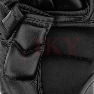 Servicio OEM ODM, Guantes de MMA de Cuero Negro con Logotipo Personalizado, Palma Abierta, para Grappling, Sparring, Entrenamiento de Artes Marciales Mixtas - Product Image 6