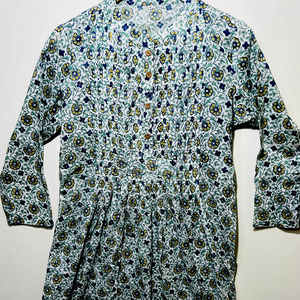 ชุดเดรสผ้าฝ้าย 100% พิมพ์ลายดอกไม้หลากสีสำหรับผู้หญิง |   สไตล์ผสมผสานวัฒนธรรมพื้นเมือง |   เดรสแขนยาวรัดเอว |   ผ้าที่ระบายอากาศได้ดี - Product Image 1