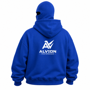 Premium Oversized Blue Balaclava Hoodie for Men Full <b>Zip</b> Heavyweight Cotton Fleece <b>Hooded</b> Sweatshirt Custom Logo Streetwear OEM - Product Image 3