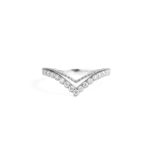 Double Chevron Diamond Ring Newest Style Diamond Ring 9K 10K Solid Yellow Gold <b>Wedding</b> Band Round Lab Grown Diamond Pave Band - Product Image 3