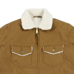 Heavy Duty Men's <b>Canvas</b> <b>Jacket</b> With Sherpa Fleece Collar Winter Warm Fleece Lined Workwear <b>Jacket</b> - Product Image 4
