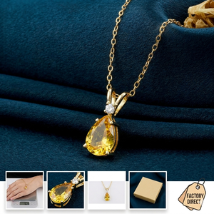 Handmade 12x10mm <b>Solid</b> 925 Sterling <b>Silver</b> Gold-Plated November Birthstone Pendant Pear Citrine Gemstone Fine Pendants Charms - Product Image 1