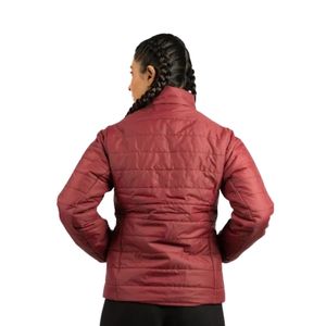 <b>Women's</b> Burgundy Quilted <b>Puffer</b> <b>Jacket</b> Full Zip High Collar Long Sleeve <b>Lightweight</b> Warm Casual Outdoor Winter <b>Jacket</b> Slim - Product Image 6