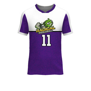 Conjunto de Jersey de Pickleball Morado y Blanco, Sublimado, de Secado Rápido, Unisex, para Adultos, Manga Corta, Cuello en V - Product Image 3