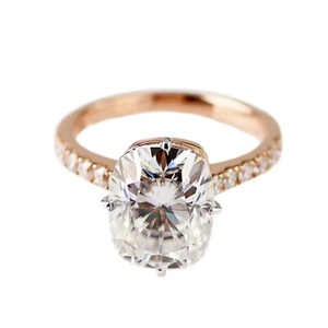 Anillo de Diamantes Cultivados en Laboratorio GIA IGI con Corte Radiante Ovalado Celestial, Engaste Pavé, Media Eternidad, Elegante para Mujer - Joyería al por Mayor DS0035 - Product Image 3