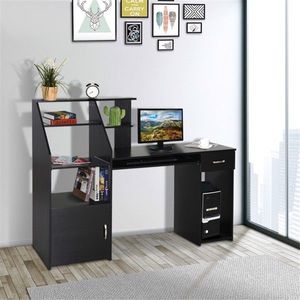 Scrivania Ergonomica Regolabile in Altezza per Ufficio/Gaming con Libreria in Acciaio Inossidabile e Legno (MDF) - Product Image 1