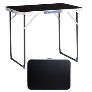 Tavolo Pieghevole in Alluminio Leggero da 70 cm, Nero, Altezza Regolabile per Camera da Letto, Picnic, Uso Esterno con Facile Conservazione - Product Image 1