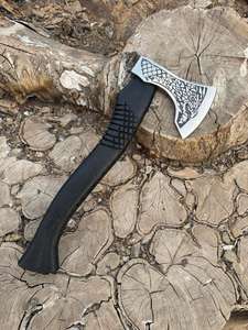Hache viking artisanale Thewizcrafts en acier à haute teneur en carbone, manche en bois de frêne, étui en cuir, camping en plein air, OEM HRC 58-60 - Product Image 5