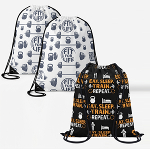 Sacs de sport unisexes en tissu non tissé solide avec cordon de serrage, de haute qualité, sublimation, double boucle, sac de sport à cordon de serrage - Product Image 1