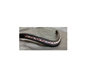 <b>Hot</b> Fix Red White Pink Combination <b>Stone</b> Decorative Brow Band With Crystal <b>Hot</b> Fix Rhinestones Black Genuine Leather Brow Band - Product Image 2