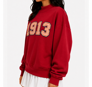 Sweat-shirt oversize à col montant pour femme, imprimé floral, avec logo appliqué personnalisé, pull décontracté, vente en gros d'usine - Product Image 4