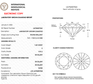 Diamante CVD cultivado en laboratorio, suelto, con corte brillante redondo, certificado por IGI, de 1.24 quilates, color E, claridad VVS2, diamantes sueltos para suministro de joyería. - Product Image 2
