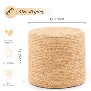 Handmade Natural Water Hyacinth Woven Footstool <b>Comfortable</b> Ottoman for Home Decor and Seating - Product Image 2