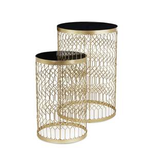 <b>Round</b> Marble Top Metal <b>Nesting</b> <b>Tables</b> Set with Gold Finish Frame for Elegant Interiors - Product Image 3