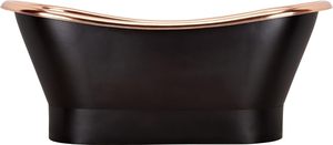 Bañera independiente de lujo de 70 pulgadas, de cobre negro antiguo, con pedestal doble para bañera tipo slipper, con desagüe y rebosadero - Product Image 4