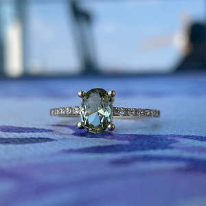 925 sterling silver Green <b>Amethyst</b> and cz gemstone 18k <b>gold</b> vermeil dainty <b>ring</b> - Product Image 4