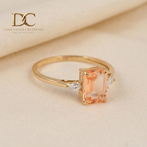 แหวนทองคำแท้ 14KT คลาสสิก รับรองโดย IGI ประดับเพชรเพาะเลี้ยงและมอร์แกไนต์เพาะเลี้ยง เครื่องประดับหรูหราสำหรับงานแต่งงานและงานเลี้ยงสำหรับผู้หญิง - Product Image 5