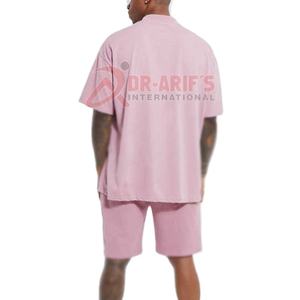 Ensembles de t-shirts décontractés en molleton de coton pour hommes Short à capuche unisexe de haute qualité Méthode de tissage tricotée personnalisée Survêtement d'été - Product Image 5