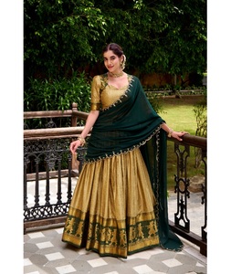 Indian Traditional Latest Poly Cotton with Zari Weaving Work Lehenga Choli for <b>Wedding</b> Party and Festive Function for Women Wear - Product Image 1