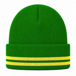 Bonnet en tricot personnalisé Chi Eta Phi Sorority, vert et jaune, style décontracté, logo brodé avec rayures pour femme - Product Image 3