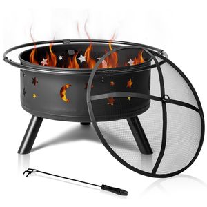 Tavolo con Braciere a Gas in Acciaio Inox Nero da 30 Pollici per Uso Esterno - Product Image 1