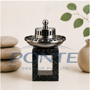 Luxury Natural Black Marble Incense Burner With Metal Cover Modern <b>Decorative</b> Bakhoor Oud Burner Mubkhar For Home Hotel <b>Decor</b> - Product Image 4