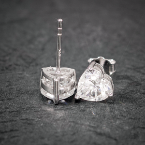 Boucles d'oreilles en argent sterling 925 avec moissanite, vente en gros, clous en moissanite en forme de cœur 4mm 5mm 8mm, boucles d'oreilles clous en diamant de laboratoire - Product Image 3