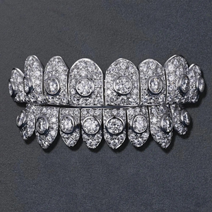 Grillz dentaire Hip Hop personnalisé en argent 925 plaqué or, serti de moissanite, bijoux de corps de luxe - Product Image 6