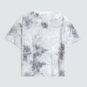 T-shirt en coton structuré à épaules tombantes, col rond, manches courtes, imprimé délavé, style hip-hop, coupe oversize - Product Image 6