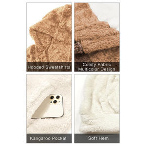 Sudadera con Capucha para Hombre, Estilo Sherpa, con Bloques de Color a Rayas, Forro Polar, Gruesa y Cálida para Invierno - Product Image 4