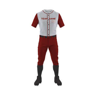Ensemble d'uniformes de baseball personnalisés par sublimation, haute qualité, 100 % polyester, col en V, manches longues, taille élastique, respirant, séchage rapide, boutonné - Product Image 2