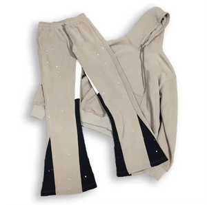 ชุดวอร์มผู้ชายแบบมีฮู้ด คุณภาพสูง ผ้าฝ้ายสั่งทำพิเศษ ทรงขาบาน ระบายอากาศได้ดี แห้งเร็ว เหมาะสำหรับเล่นกีฬากลางแจ้ง - Product Image 1