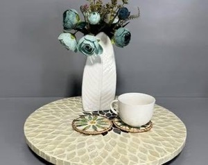 Plateau tournant à double niveau pour épices ILAHI, style vintage, finition peinture cuite aux couleurs sublimes - Product Image 3