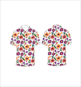 เสื้อโปโลผู้ชายลายดอกไม้สีสันสดใส พิมพ์ลายทั้งตัว แขนสั้น สไตล์ลำลอง สำหรับเล่นกอล์ฟ - Product Image 1