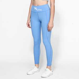 Leggings Deportivos de Cintura Alta Shaq, Color Negro Sólido, Tejido Elástico, Pantalones de Yoga para Mujer - Product Image 5