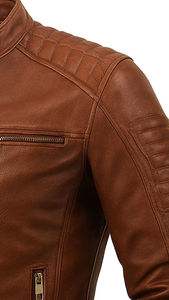 <b>Men</b> Classic Leather <b>Jacket</b> Genuine Leather Casual Outdoor Zip Front Comfortable Regular Fit Fashion Outerwear - Product Image 4