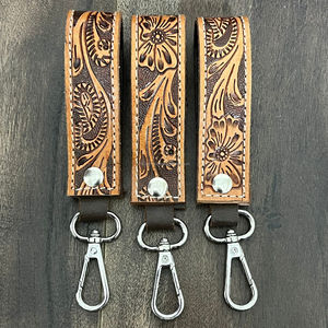 Nouveauté 2025 Porte-clés en cuir de vachette personnalisé avec motif floral, anneau métallique, cadeau promotionnel de luxe, porte-clés en cuir mignon - Product Image 5