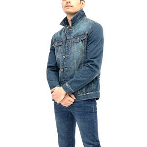 Precio al por mayor Chaquetas de mezclilla personalizadas con logo en azul y negro, chaqueta de mezclilla de algodón con forro de piel, ropa de calle para hombre - Product Image 1